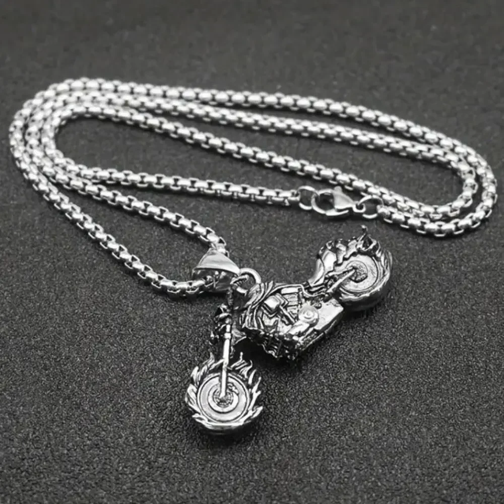 Stainless Steel Motorcycle Necklace Box Chain Biker Birthday Valentines Gift NEW